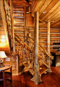 log home staircase